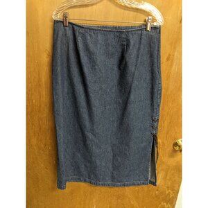 Westbound Petites Denim Jean Skirt Size 12P Western Modest Womens Straight Slit